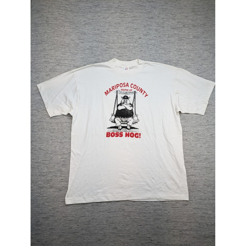 T-America Vintage Mariposa County Home of Boss Hog‎ Tee XL 1991 single stitch